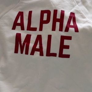 Alpha male white sweatshirt with large crimson print size 4 t